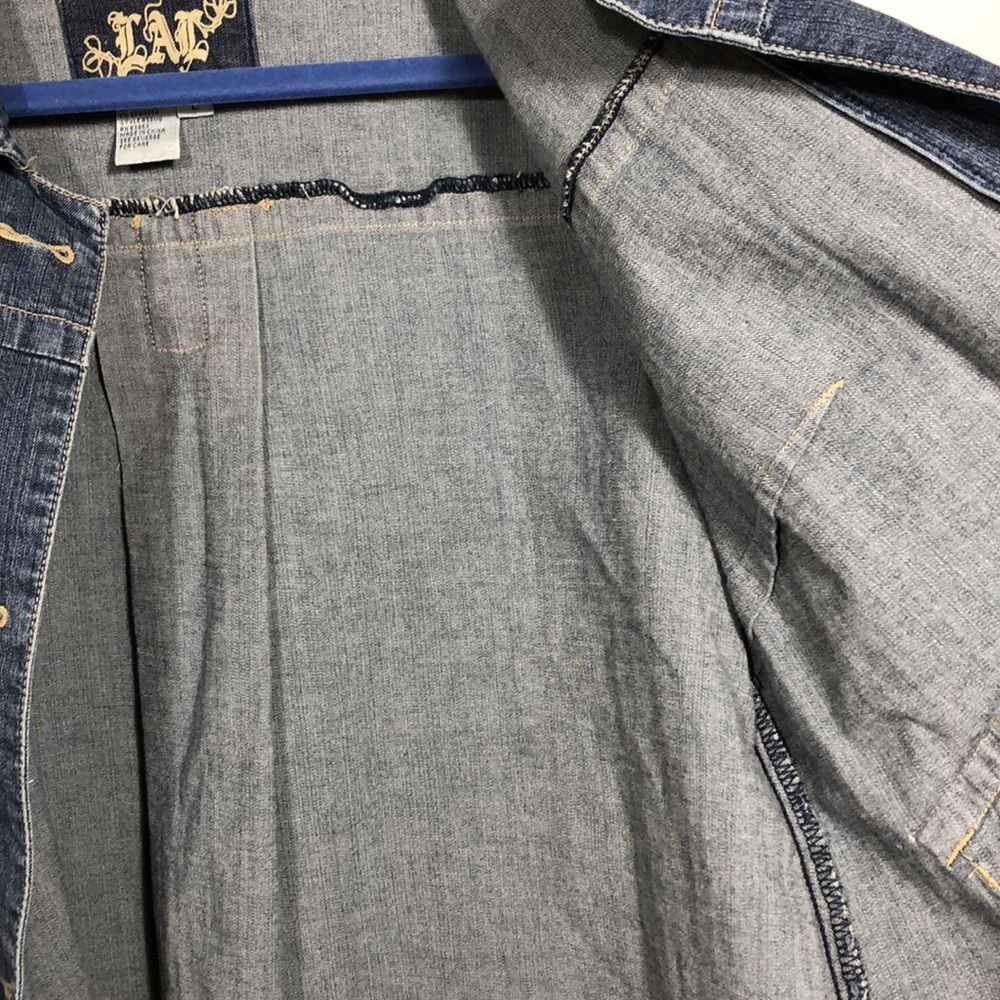 Live A Little Jean Jacket Button Front Size L - image 6